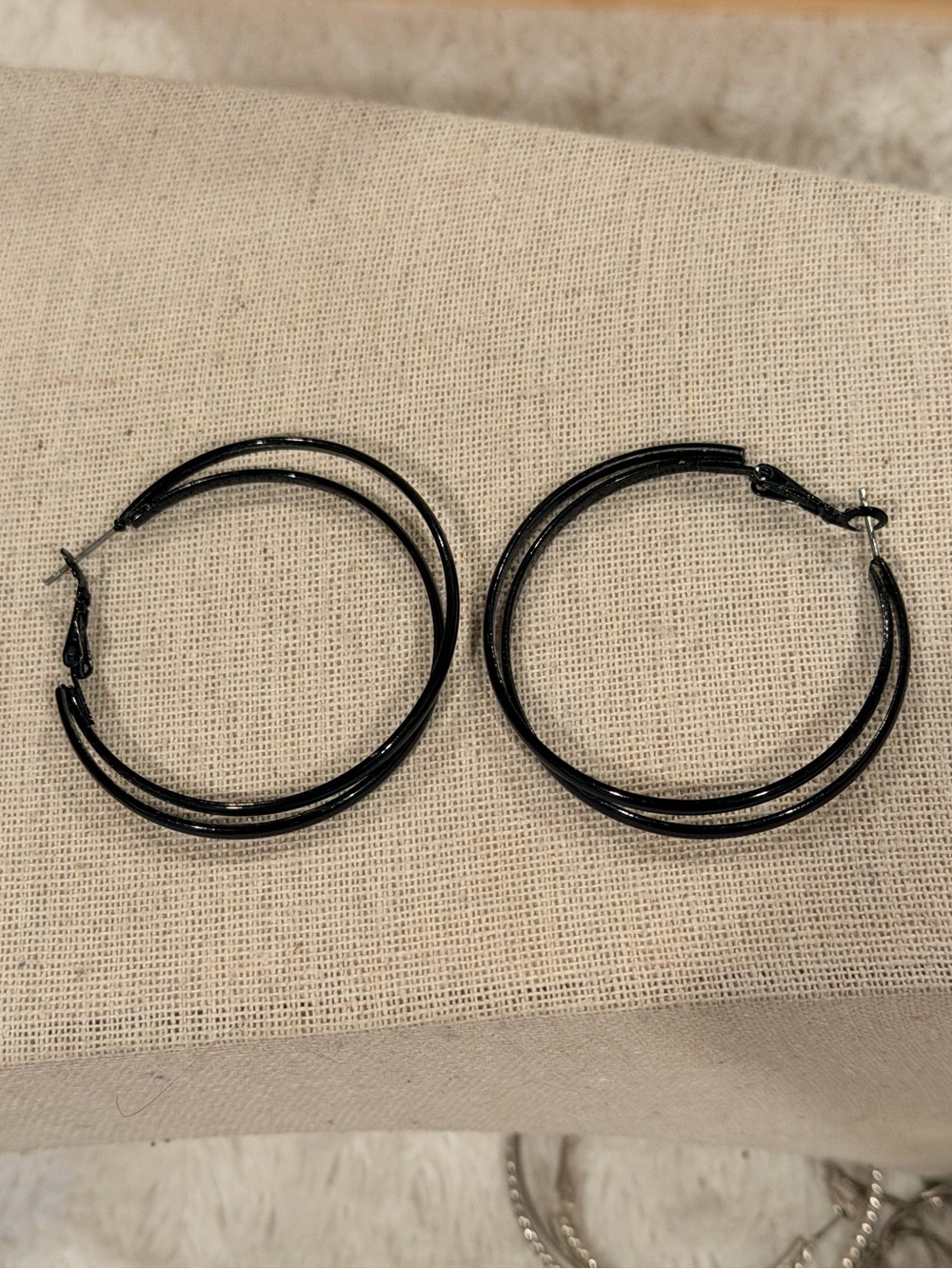 Black Double Hoop Earrings